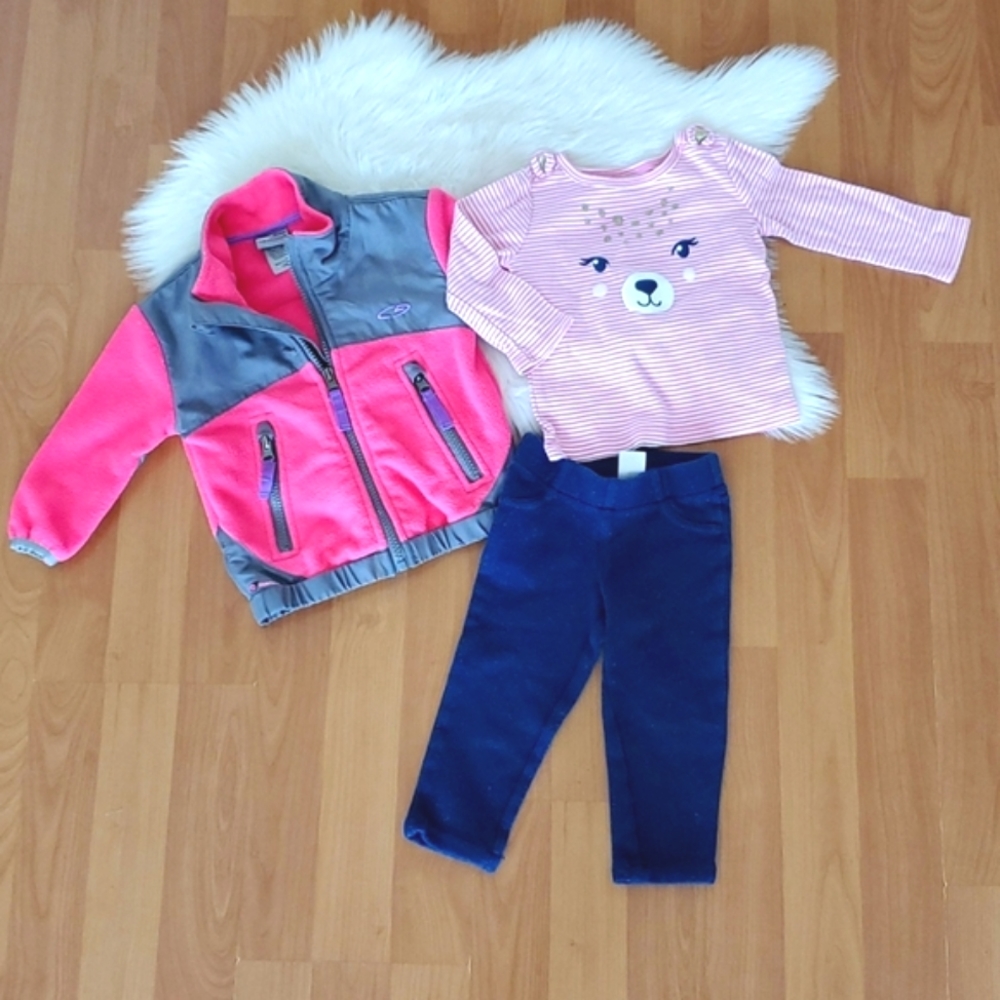 Infant girls lot of 3 fall clothes Carters, Champion sz 12 months